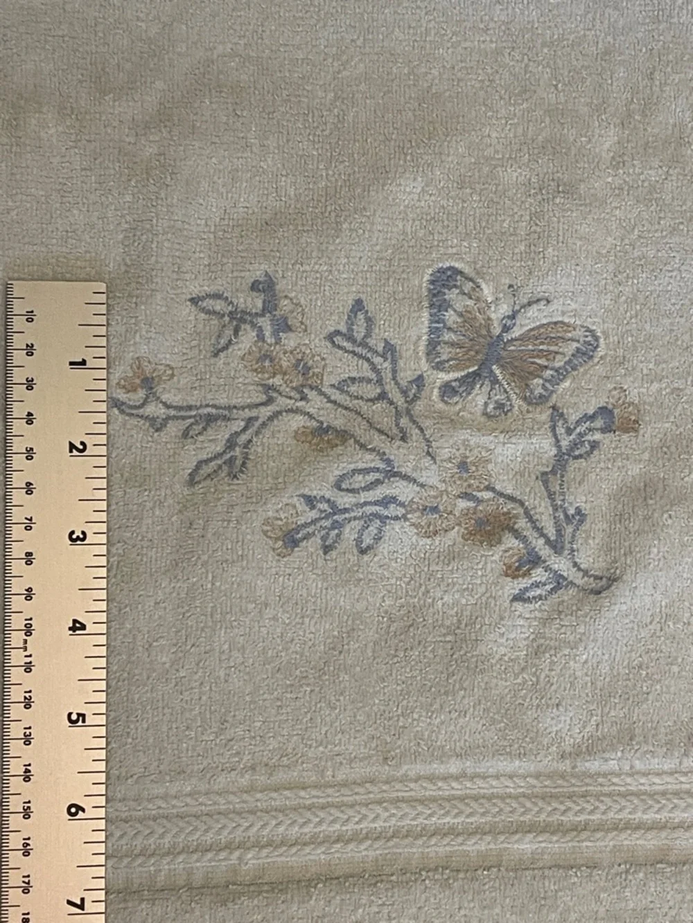 Vintage Bath Towels Set of 2 Light Blue Buttery on Branch 40” x 21”